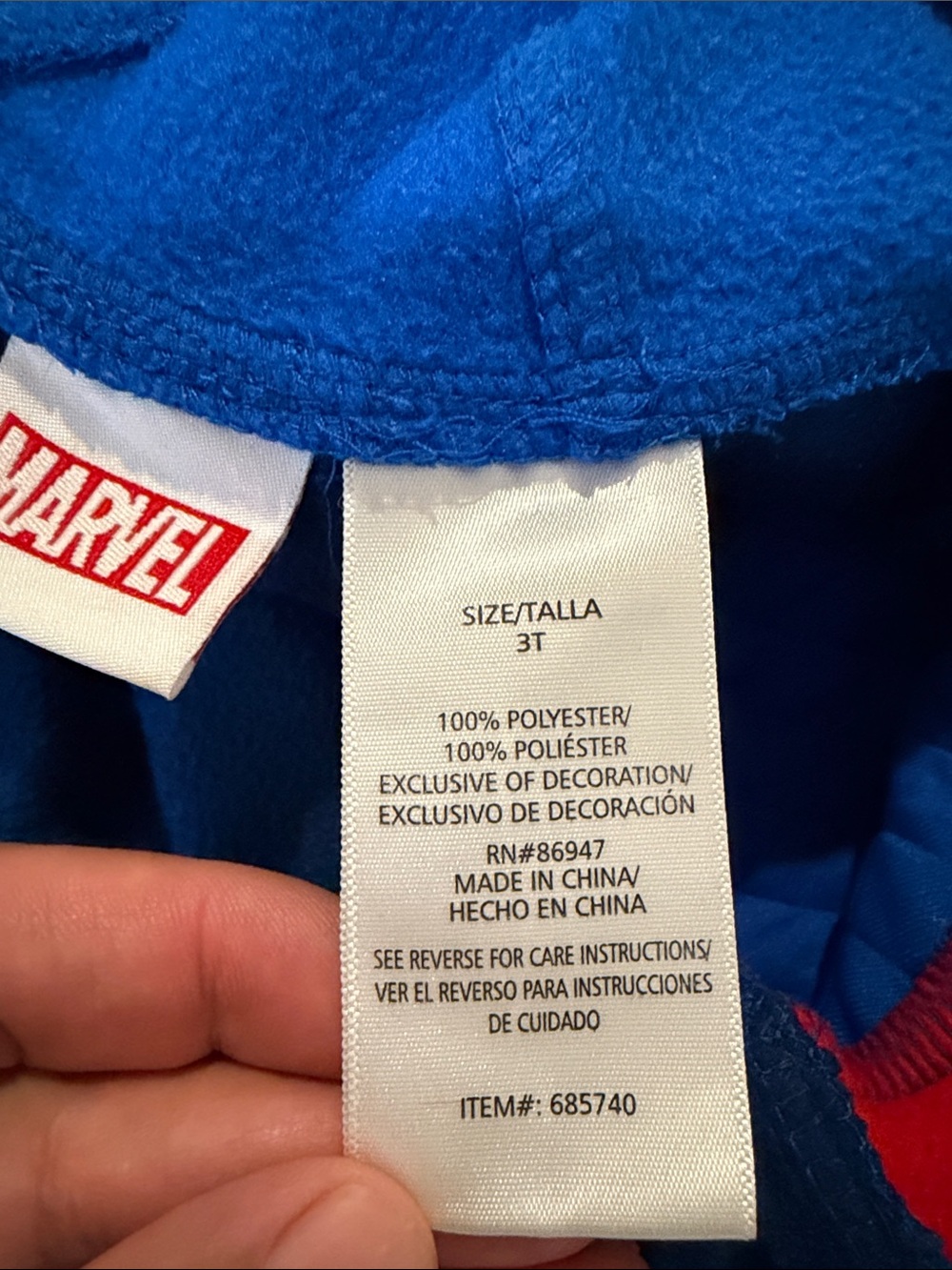 Marvel Blue and Red Quilted Hero Hoodie with Star Appliqués - Picture 3 of 4